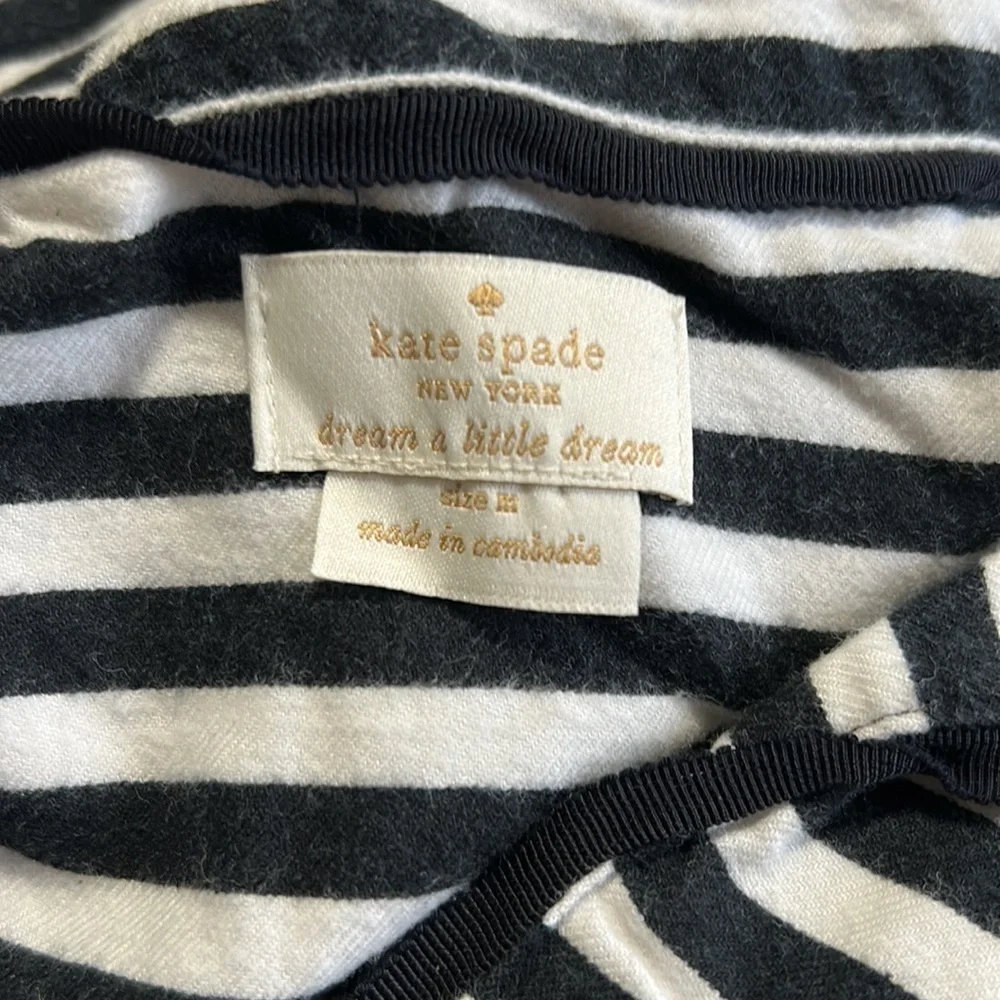 Kate Spade dream a little dream pajama set black white stripe Sz M